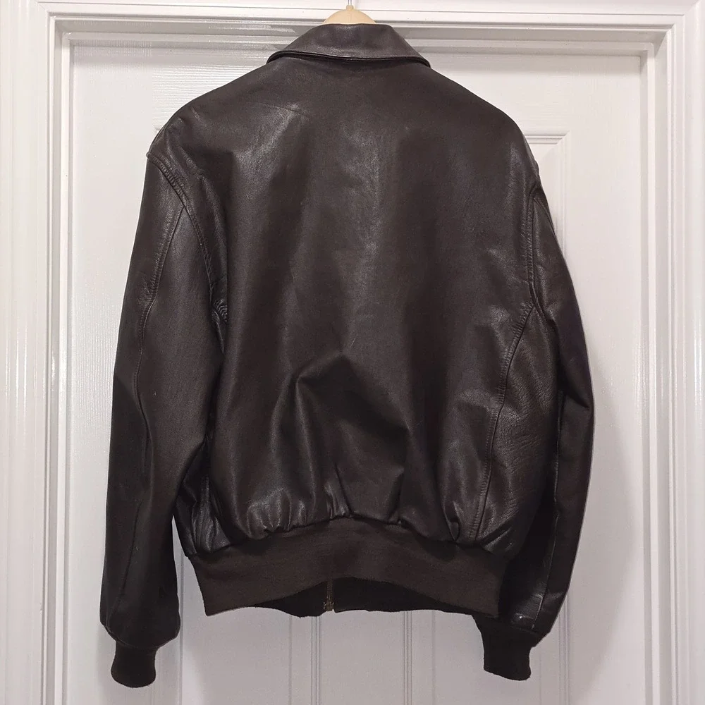 VTG Cooper A-2 100% Goatskin Leather USAF‎ Brown Bomber Flight Jacket Men's 44 R